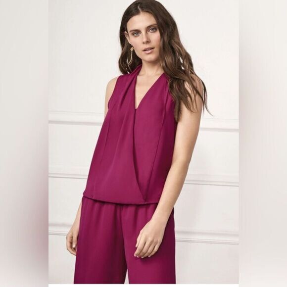 NWT Three Eighty Two Women’s Monroe Surplice Garnet/Maroon Sleeveless Top - M - Picture 1 of 5